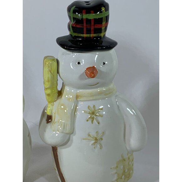 Vintage Hallmark Snowman Salt Pepper Shaker Set Ceramic Christmas Table Decor - Picture 5 of 9